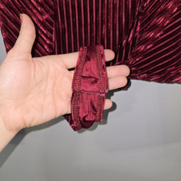 Lulus Always Alluring Burgundy Striped Velvet Cutout Bustier Bodysuit - Picture 6 of 9